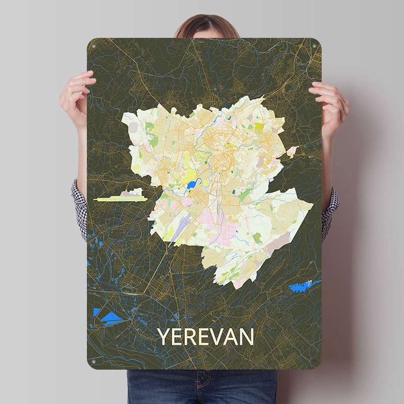 Vintage Gaming Accessories - Poster Peta Kota Yerevan dari Plat